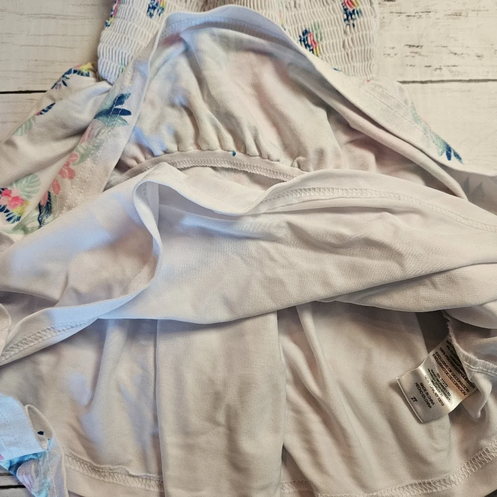 Tommy Bahama 2T Floral Smocked‎  Sundress White Pink Spring Tie Strap